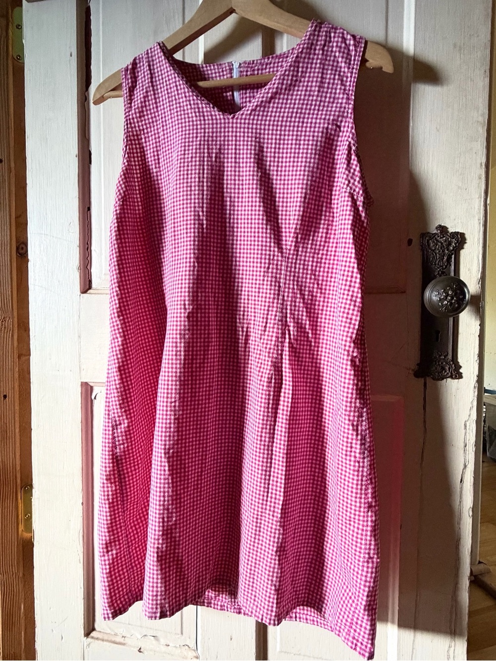 90s Pink Gingham Sleeveless Dress | Italian Summer Picnic Style